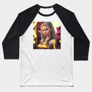 Cybernetic Golden Goddess Baseball T-Shirt